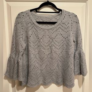 Gray Smocked Sweater (Bell Sleeves) Size S